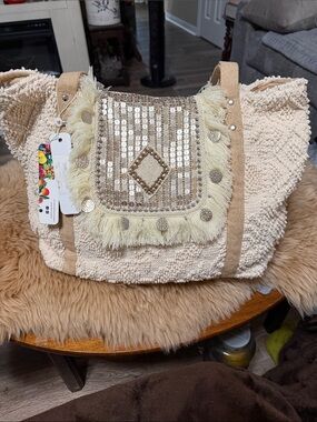 America & Beyond Beaded Tote NWT